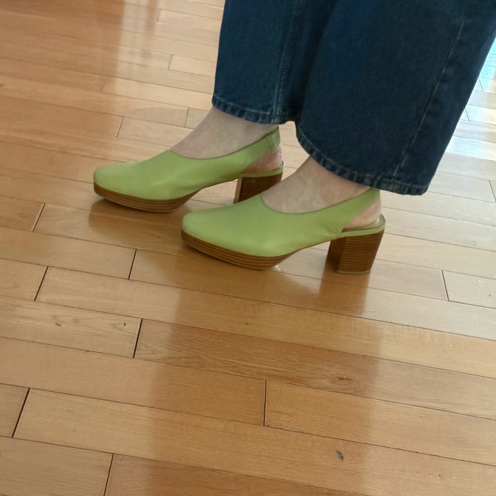 Women's Green Slingback Block Heels